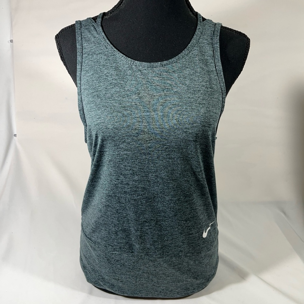 NIKE DRI FIT ACTIVEWEAR TANK WOMEN S GREEN GRAY W/BACK MESH INSET GRAY COLOR A45
